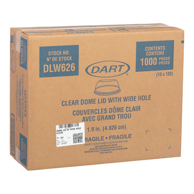 DART 16-24OZ CLEAR DOME LIDS WITH WIDE HOLE 10X100EA