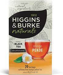 HIGGINS & BURKE DECAF ORANGE PEKOE TEA 20EA