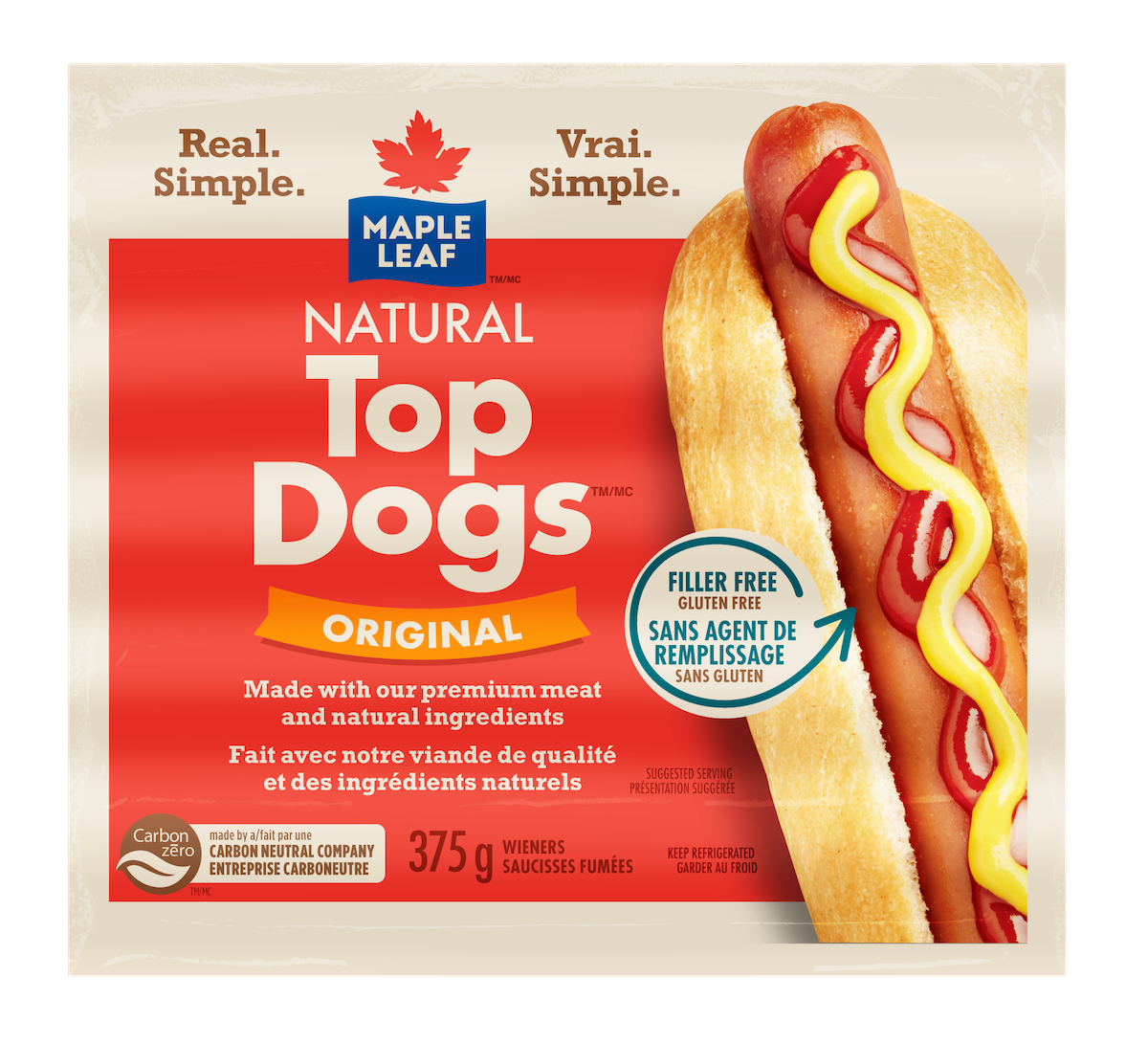 MAPLE LEAF ORIGINAL TOP HOT DOGS 375GR