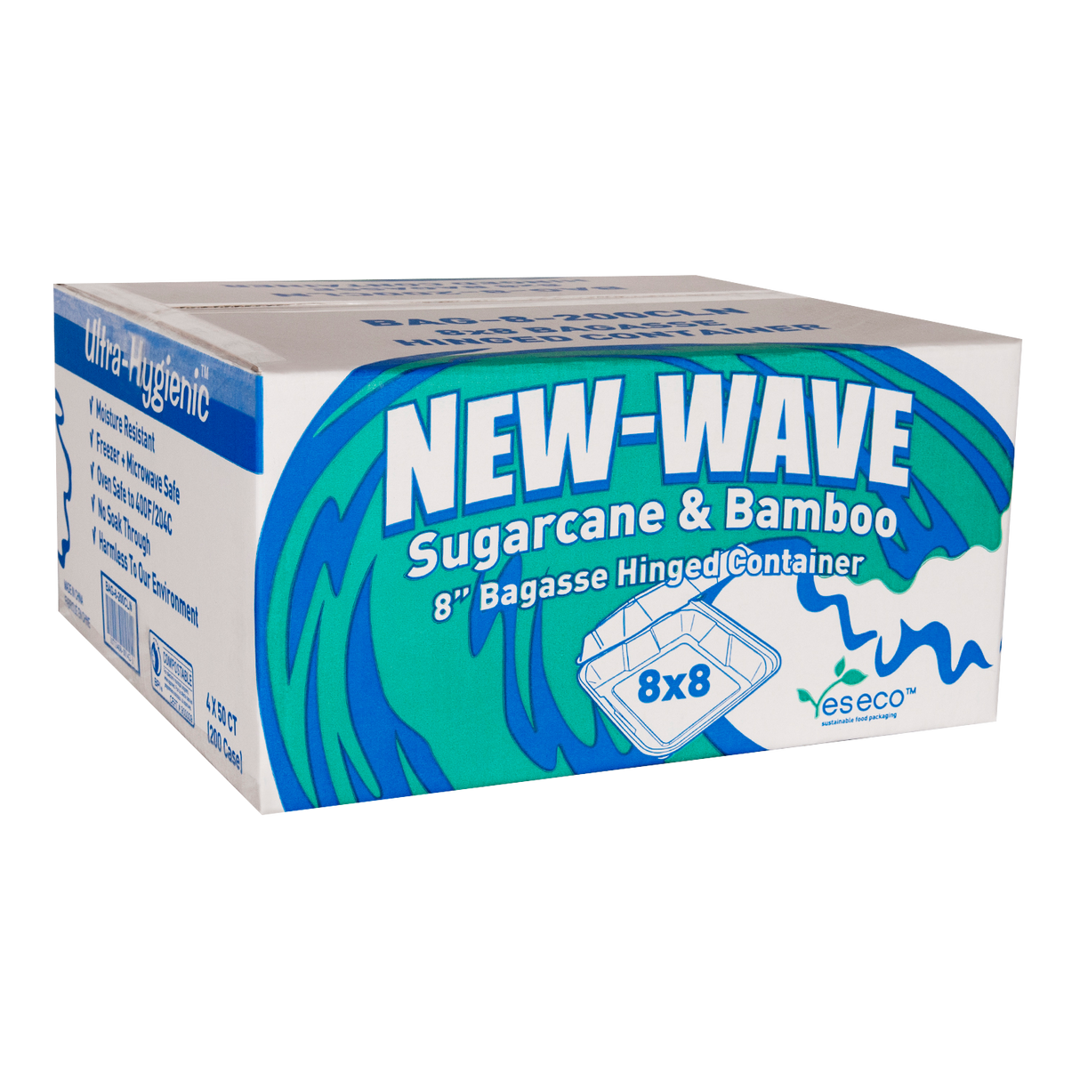 NEWWAVE 8X8 BIO CLAMSHELL CONTAINERS 4X50EA