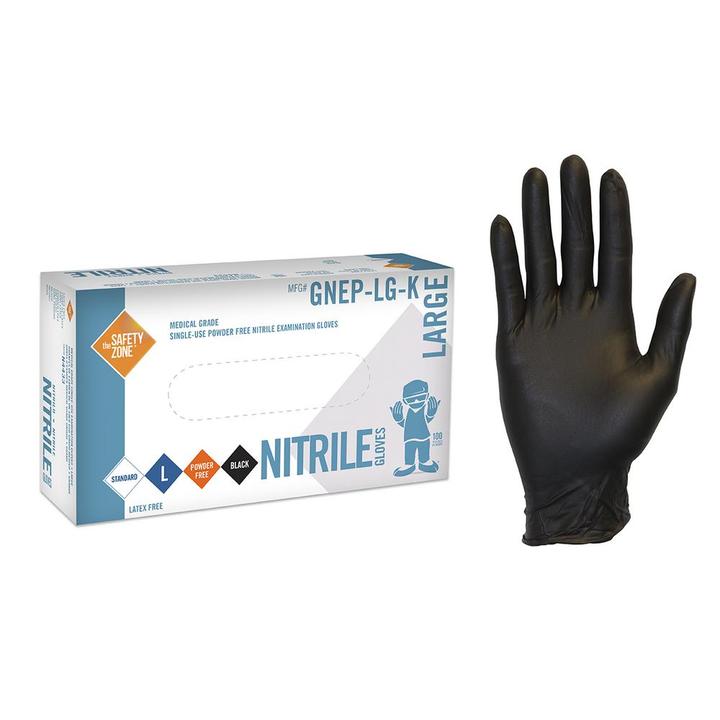 NITRILE BLACK GLOVES LARGE 10X100EA Default Title