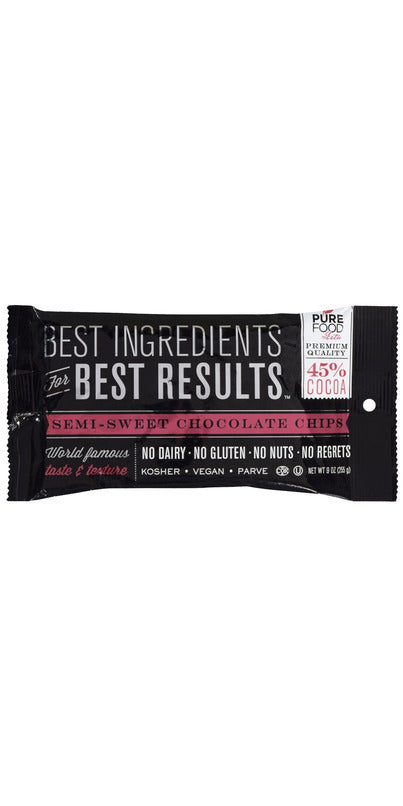PURE FOOD VEGAN SEMI SWEET CHOCOLATE CHIPS 8X255GR