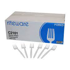 RITEWARE WHITE PLASTIC FORKS 1000EA