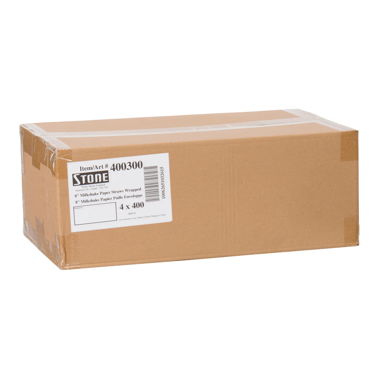 STONESTRAW 8" MILKSHAKE PAPER WRAPPED STRAWS 4X400EA