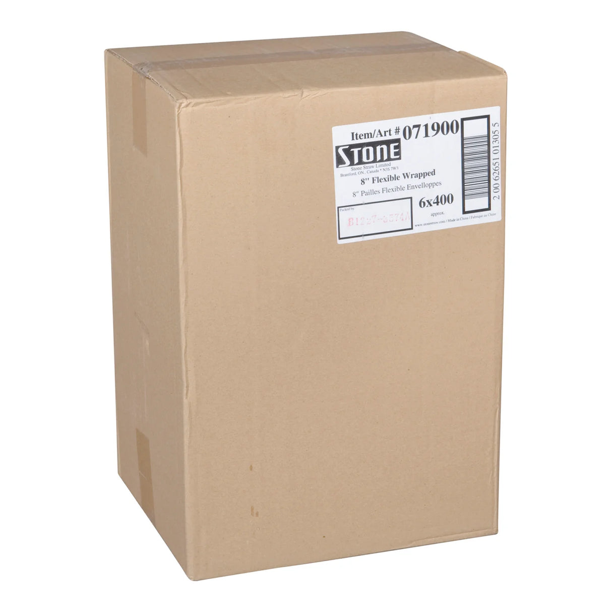 STONESTRAW 8" WHITE FLEXIBLE WRAPPED STRAWS 6X400EA