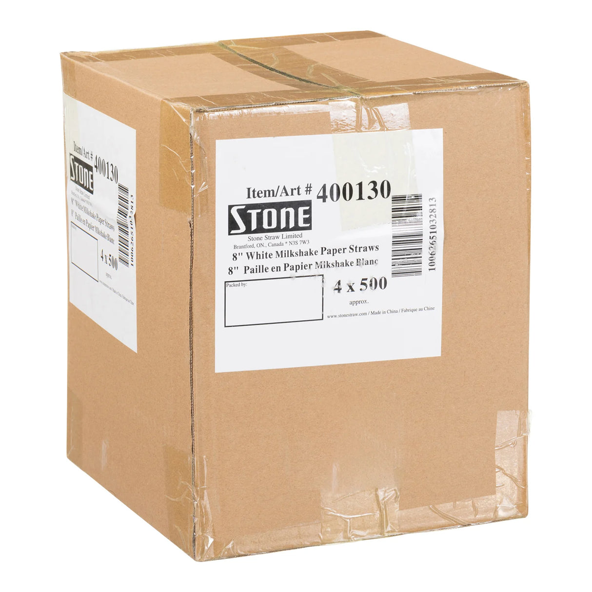 STONESTRAW 8" WHITE MILKSHAKE PAPER STRAWS 4X500EA