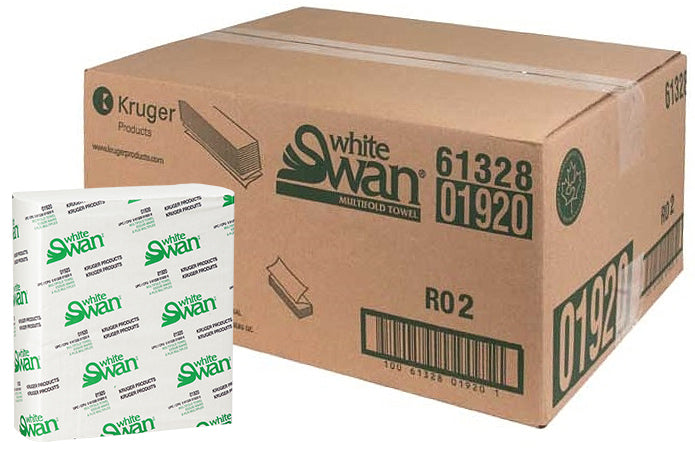 SWAN WHITE MULTIFOLD PAPER TOWELS 12X334EA