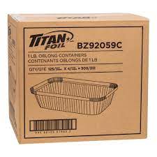 TITAN 1LB OBLONG ALUMINUM CONTAINERS 4X125EA