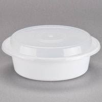 32OZ 7" DEEP ROUND FOOD CONTAINERS WHITE BASE CLEAR LIDS 150EA