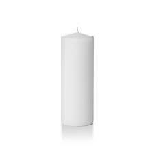 YUMMI WHITE PILLAR CANDLES 2.8X8" 4X3EA